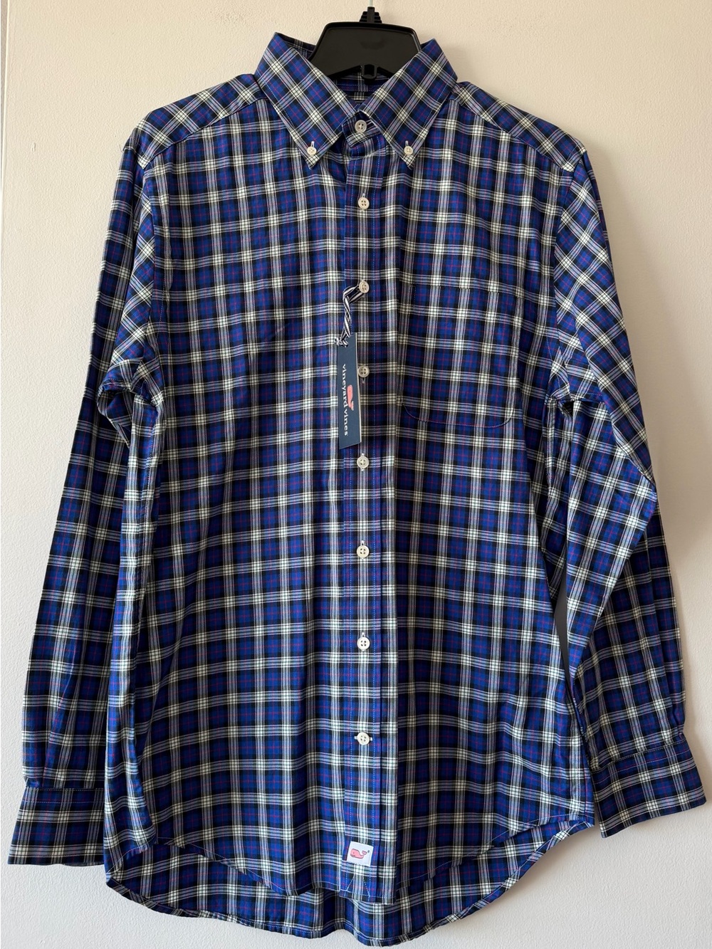 NWT Vineyard Vines Murray Slim Fit Plaid Button Down Shirt Medium Jennings Blue